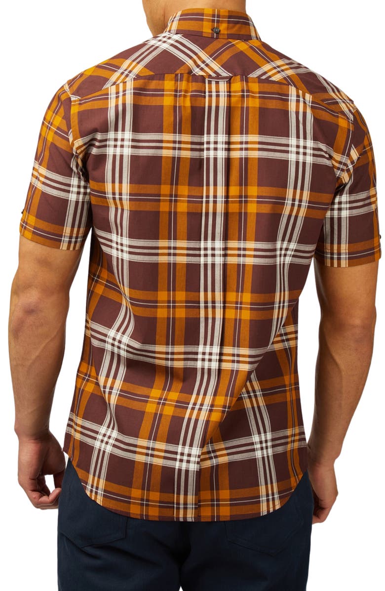 Ben Sherman Regular Fit Plaid Short Sleeve Button-Down Shirt, Alternate, color, 