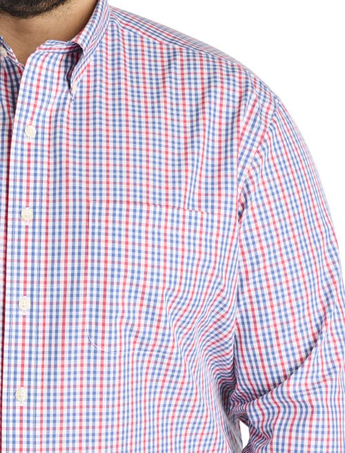 Brooks Brothers Big & Tall Non-iron Multi Gingham Sport Shirt In Navy Red