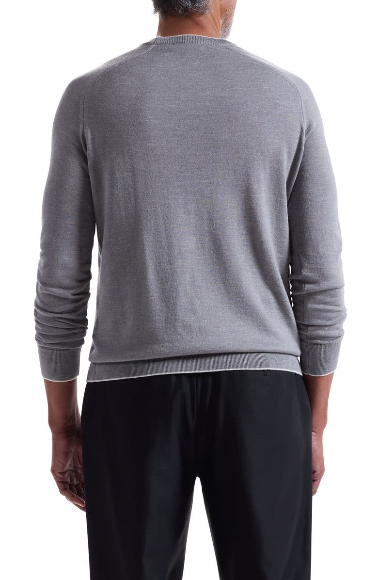 Bugatchi Merino Wool, Silk & Linen Crewneck Sweater, Alternate, color, Zinc