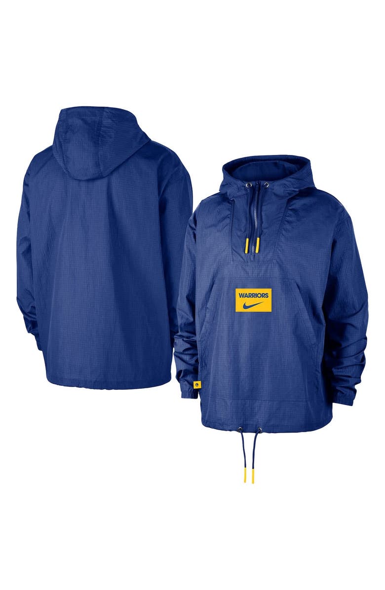 Nike Men's Nike  Royal Golden State Warriors Courtside Premium Club Anorak Quarter-Zip Hoodie Jacket, Alternate, color, Royal