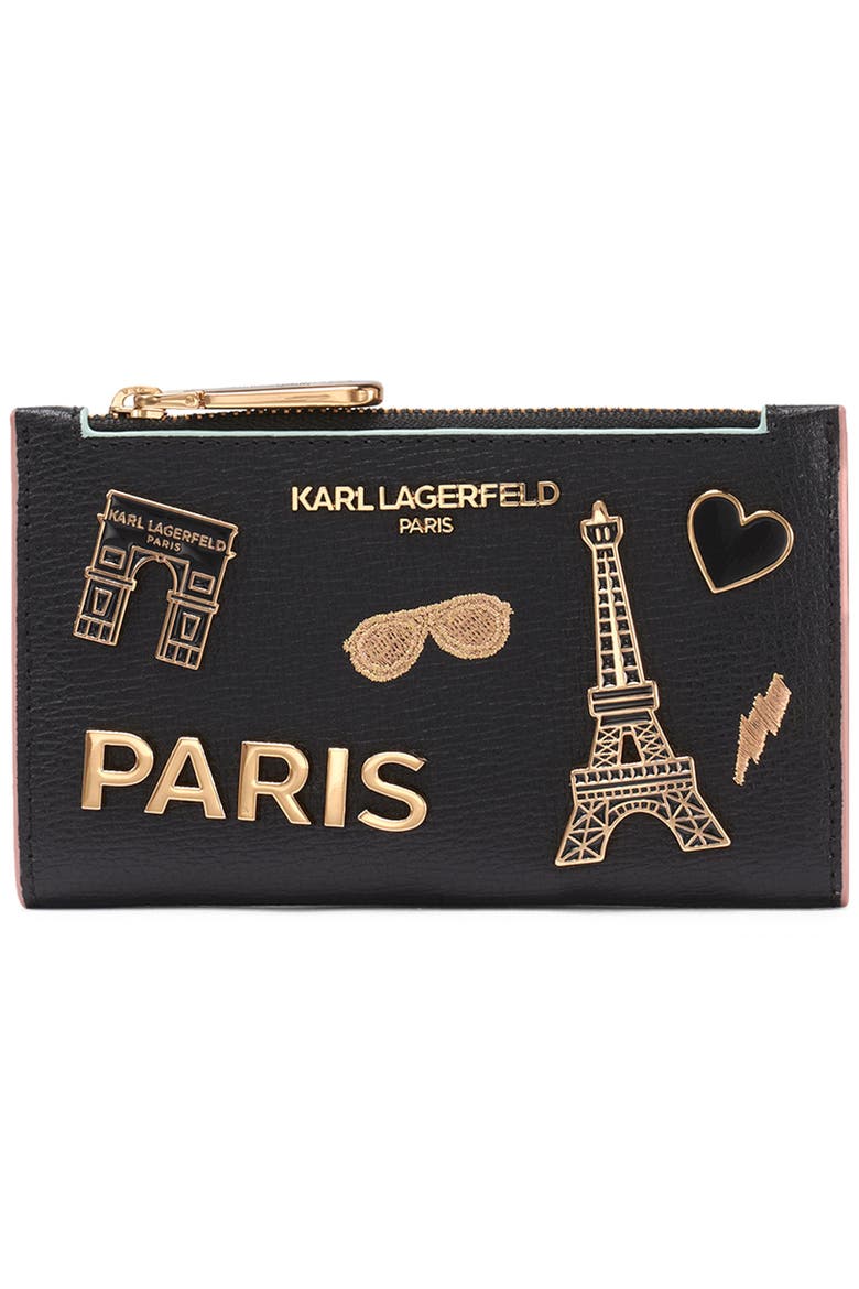 Small Wallet with Pins, Main, color, Black/Gold