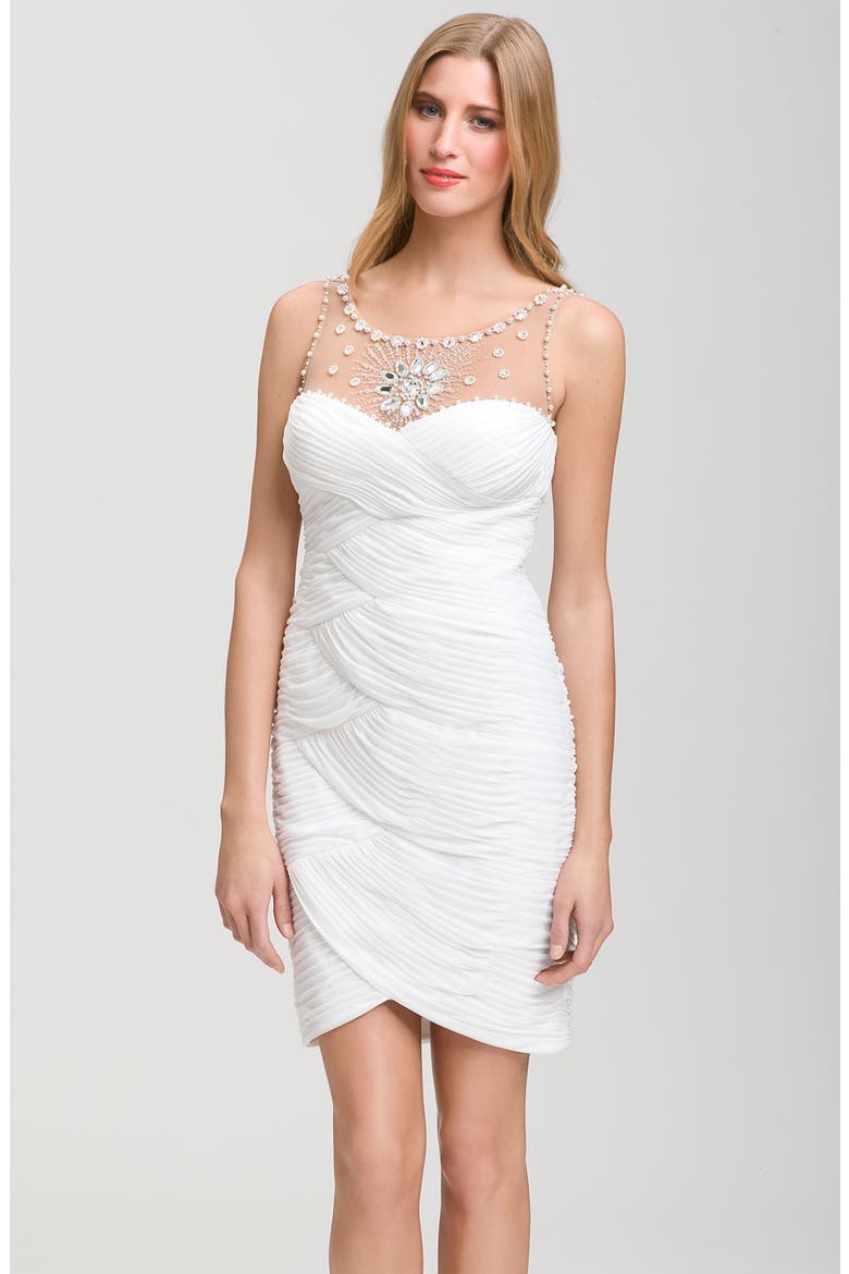 Illusion Bodice Sheath Dress, Main, color, IVORY
