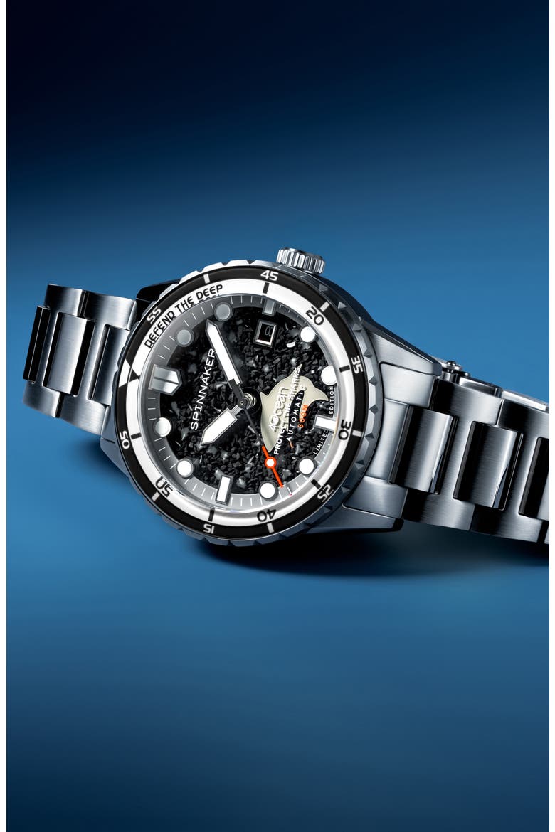 x 4ocean Hass Sharks Limited Edition Automatic Bracelet Watch, 43mm, Alternate, color, BLACK