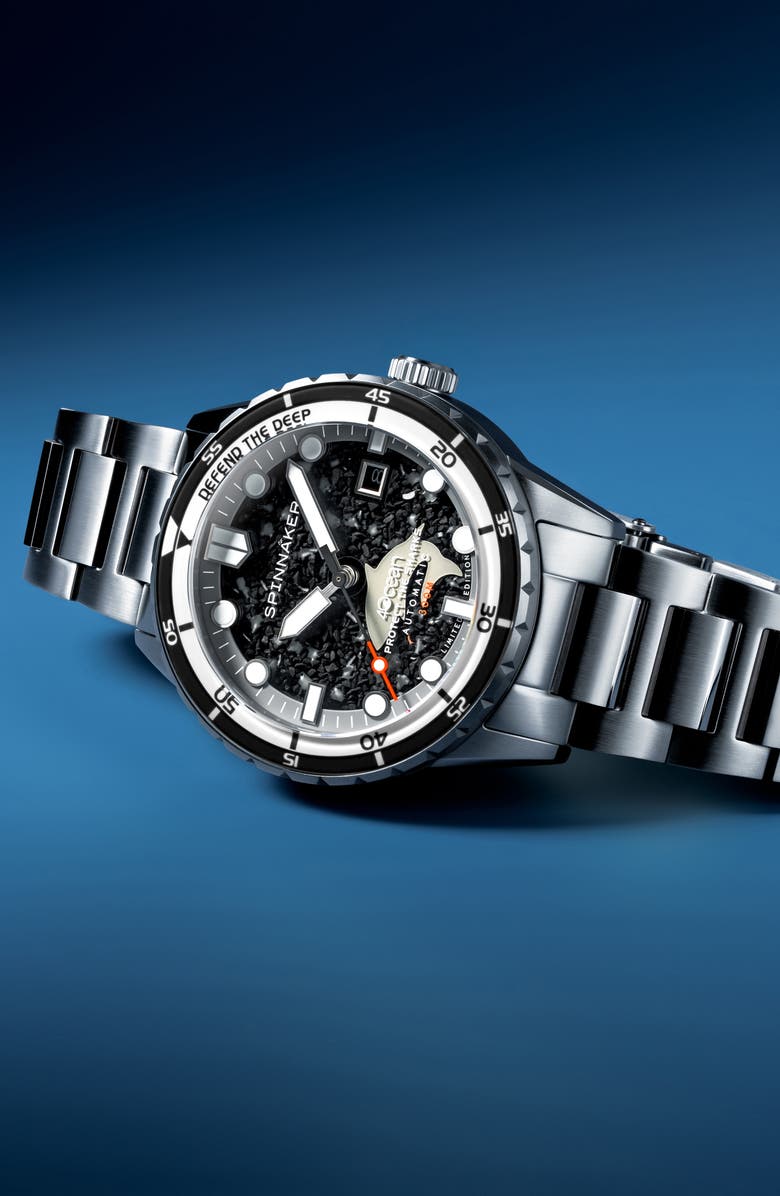 SPINNAKER x 4ocean Hass Sharks Limited Edition Automatic Bracelet Watch, 43mm, Alternate, color, 