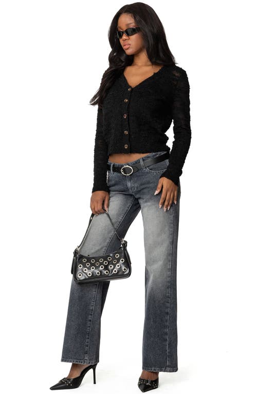 Edikted Alysse Low Rise Wide Leg Jeans In Gray-washed