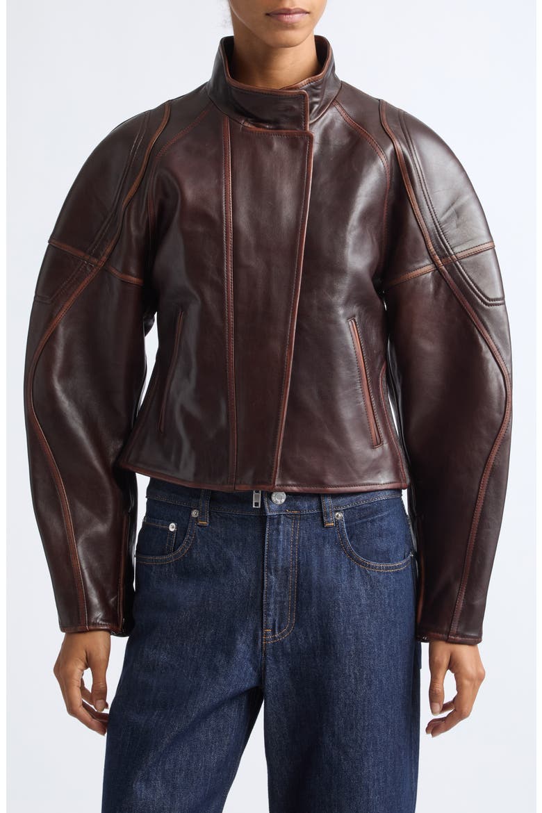 Glossy Leather Saddle Jacket, Main, color, SADDLE