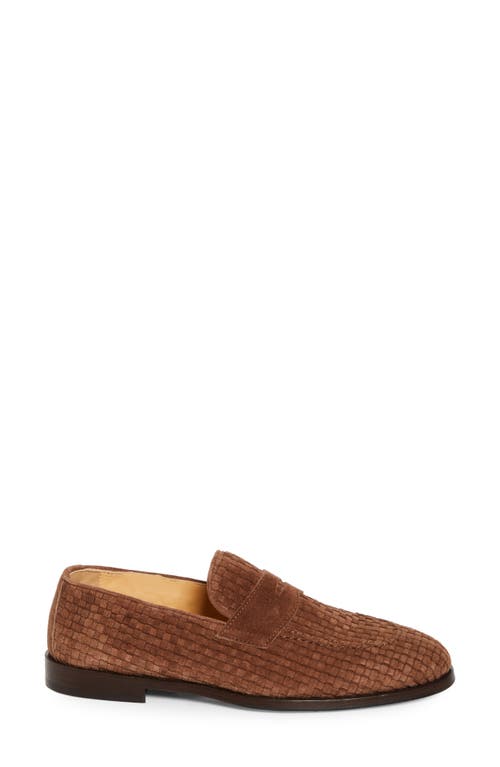 Brunello Cucinelli Suede Loafer With Interwined Motif In C7655 Brown