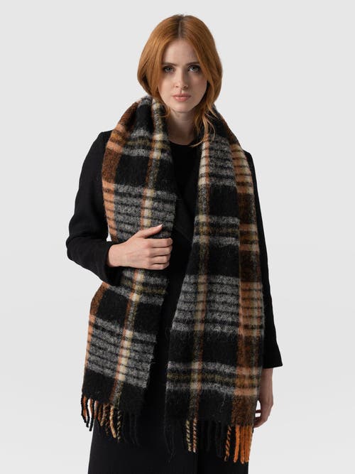 Saint + Sofia Nora Check Scarf In Orange