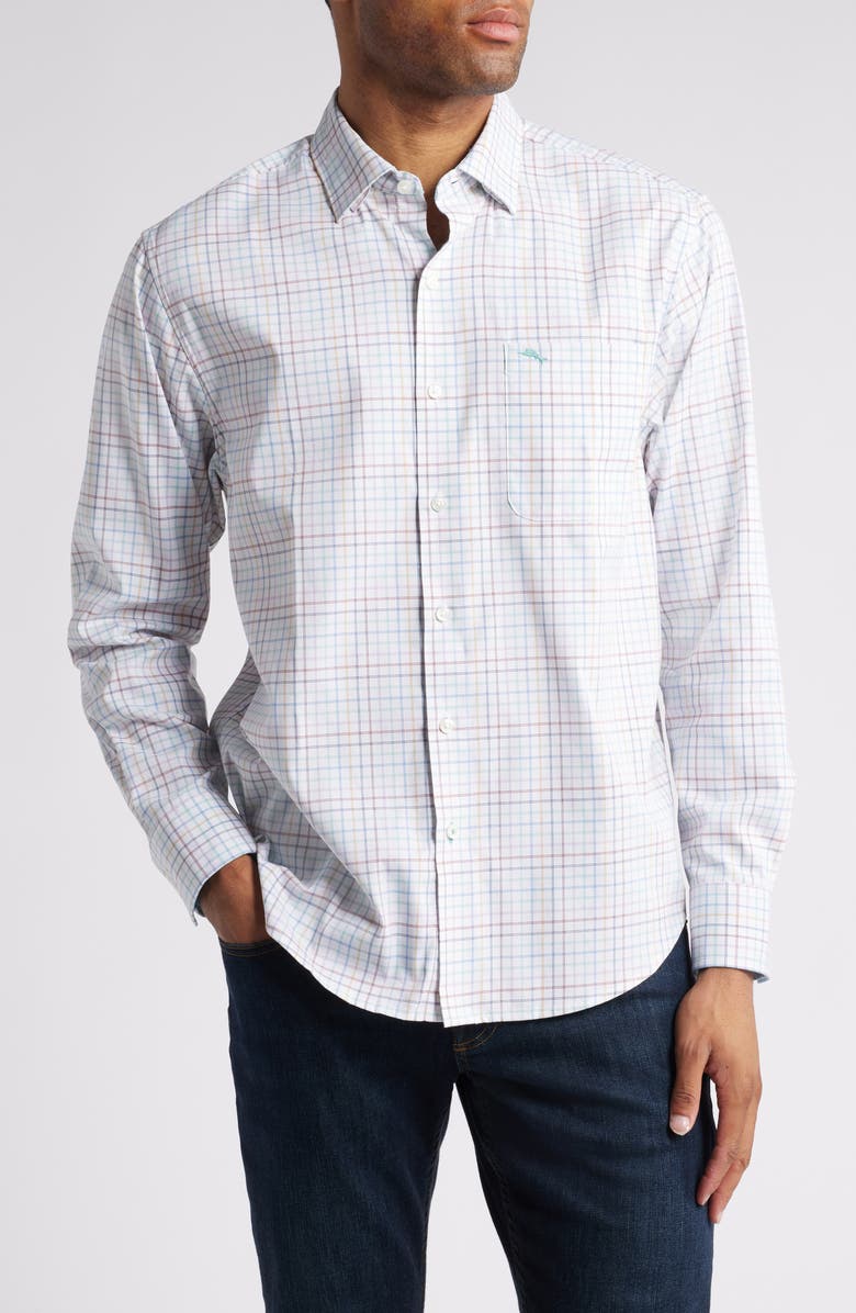 Tommy Bahama Sarasota Cabo Check Performance Button-Up Shirt, Main, color, 