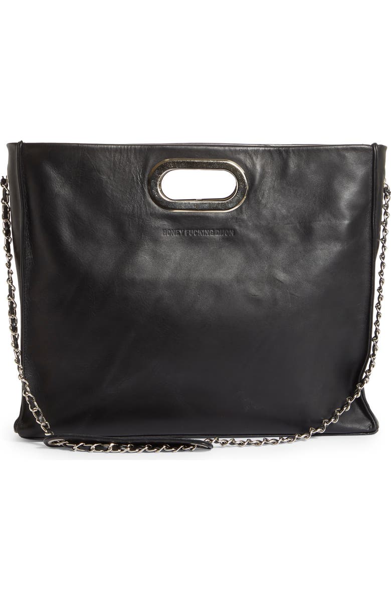 HFD Logo Embossed Leather Clutch Bag, Alternate, color,