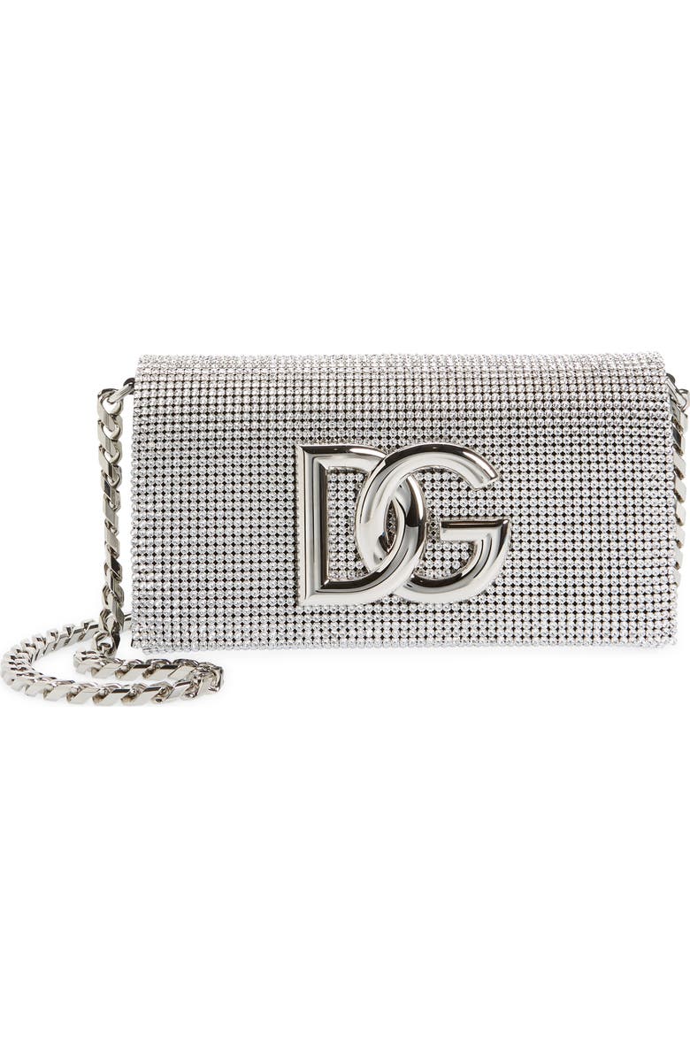 Dolce&Gabbana DG Logo Crystal Mesh Shoulder Bag, Main, color,