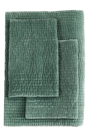Melange Home Tamara Velour Quilt 3-piece Set In Forest Green