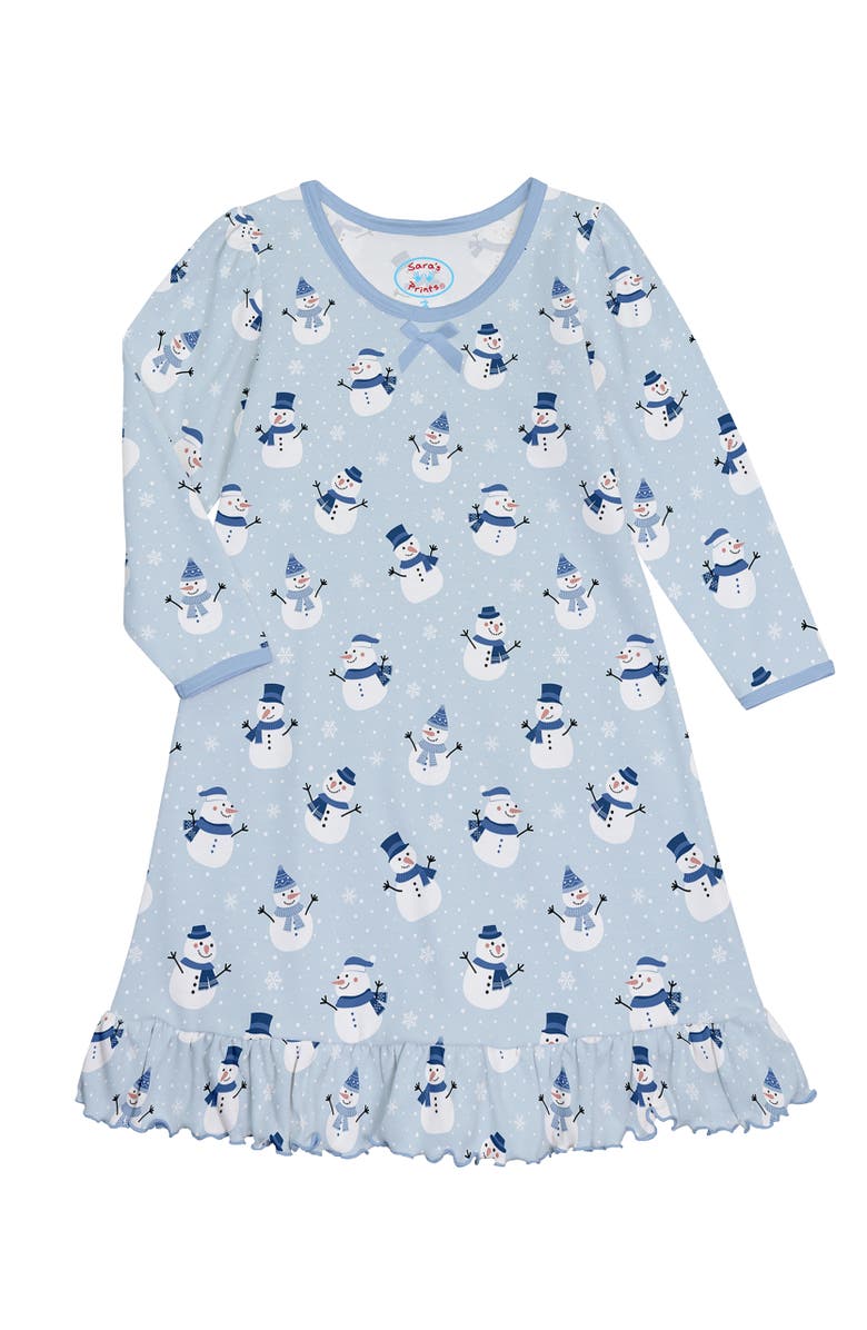 Sara’s Prints Long Sleeve Classic Nightgown, Main, color, Gentle Snowman