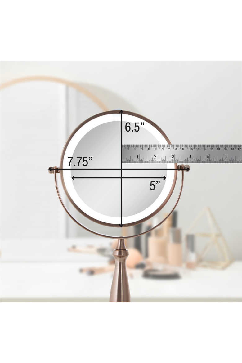 Lighted Makeup Mirror with 8X/1X Magnifications, Alternate, color, Rose Gold