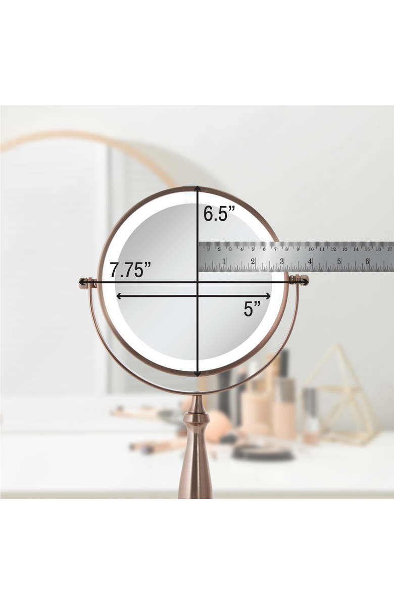 Zadro Lighted Makeup Mirror with 8X/1X Magnifications, Alternate, color, Rose Gold