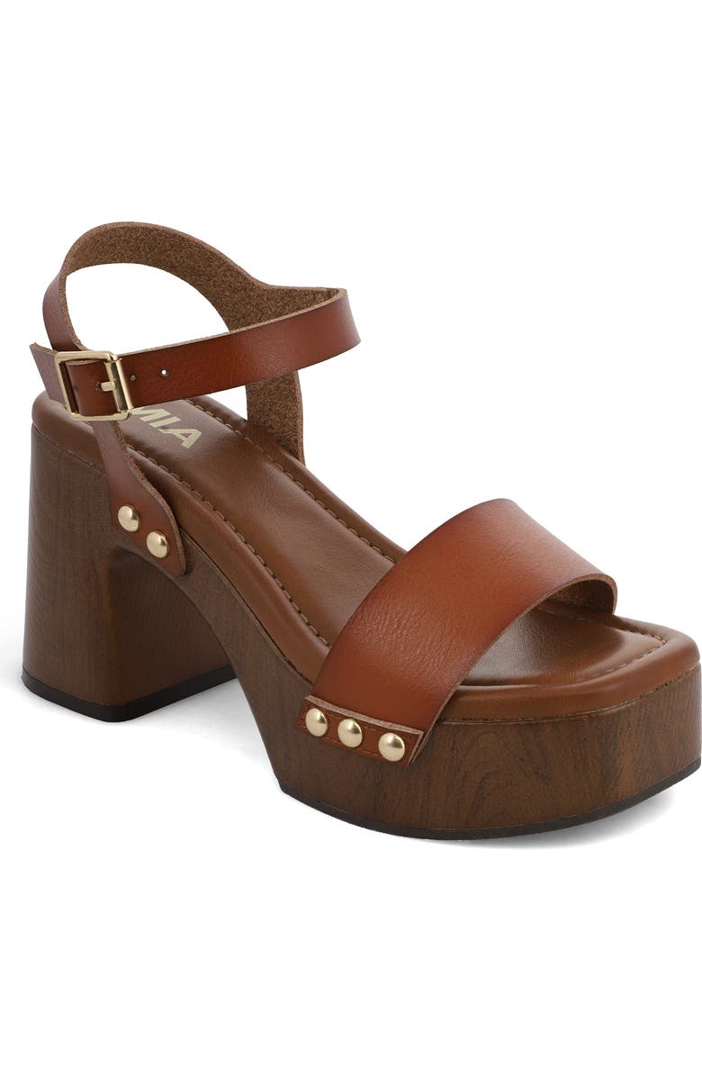 MIA Electrah Platform Sandal, Main, color, Cognac