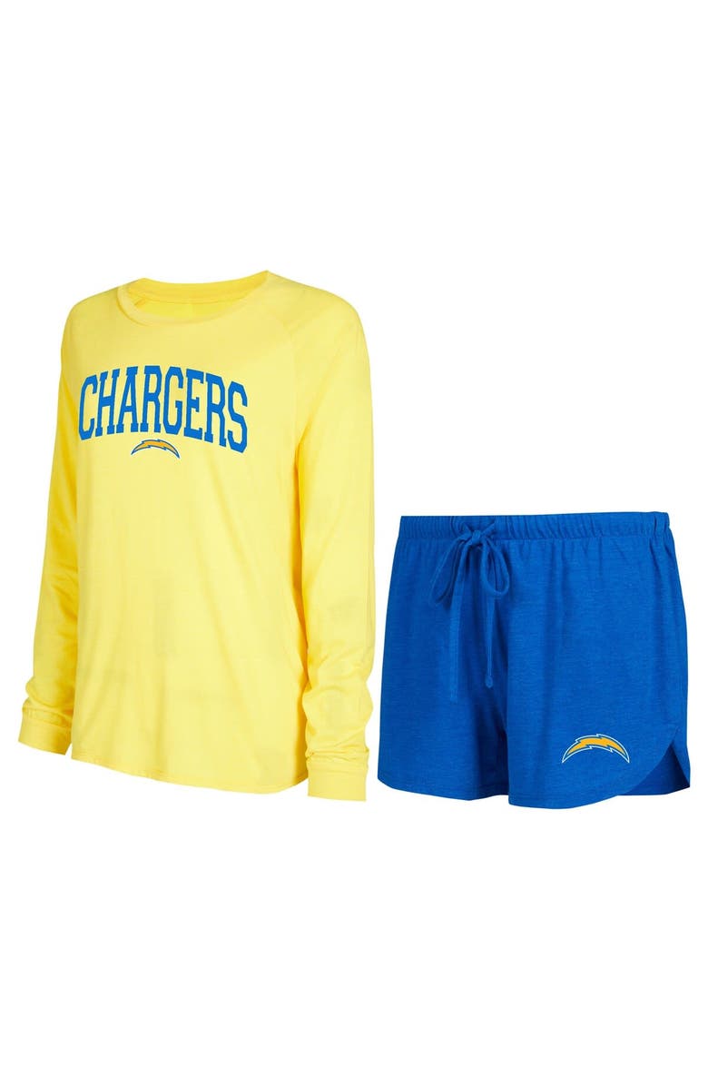 CONCEPTS SPORT Women's Concepts Sport Royal/Gold Los Angeles Chargers Raglan Long Sleeve T-Shirt & Shorts Lounge Set, Main, color, Royal