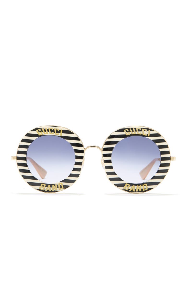 Band 44mm Round Sunglasses, Alternate, color, BLK/WT STRP