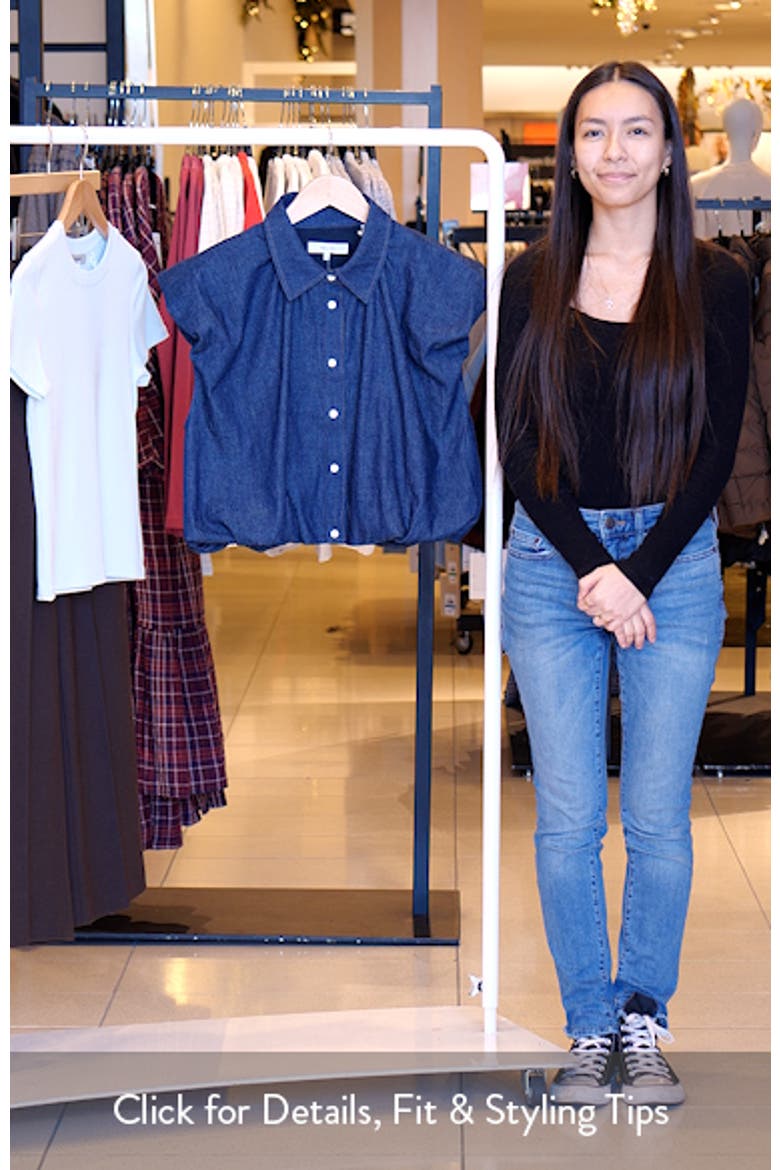 The Shell Denim Puff Sleeve Crop Top video