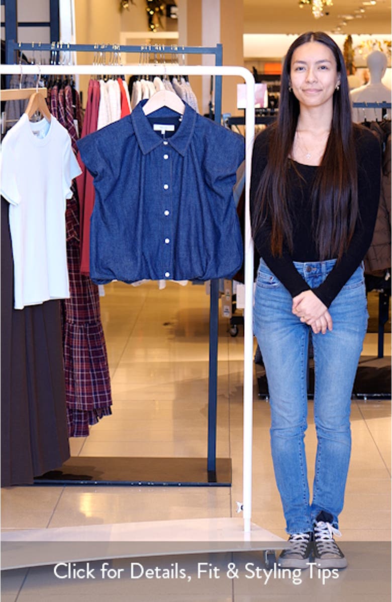 The Shell Denim Puff Sleeve Crop Top, sales video thumbnail