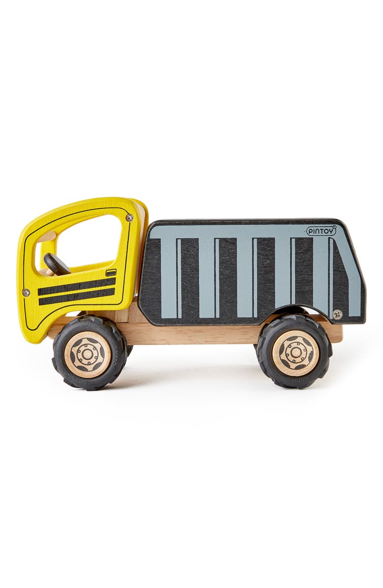 Pintoy Wood Toy Dump Truck, Main, color, Yellow