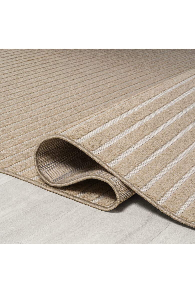 Aarhus High-Low Minimalist Scandi Striped Indoor/Outdoor Area Rug, Alternate, color, Beige/Cream