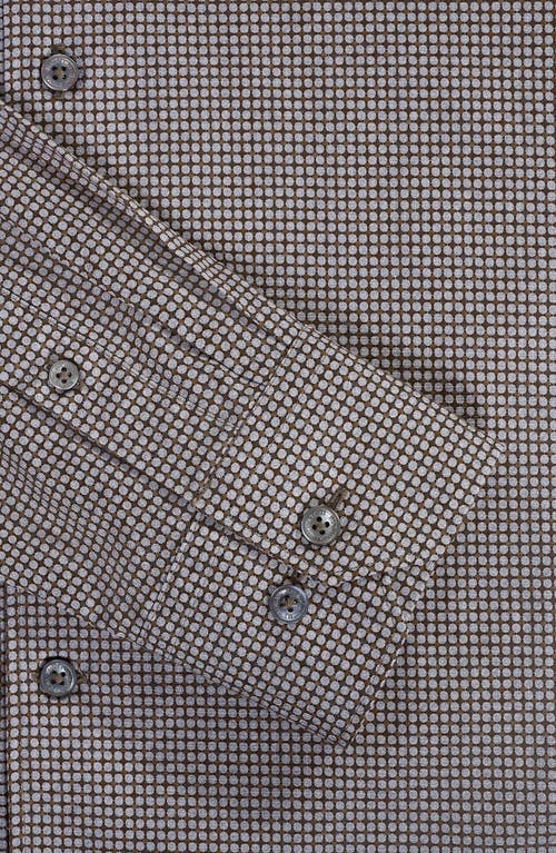 Bugatchi Alvin Trim Fit Dot Print Stretch Cotton Button-up Shirt In Brown
