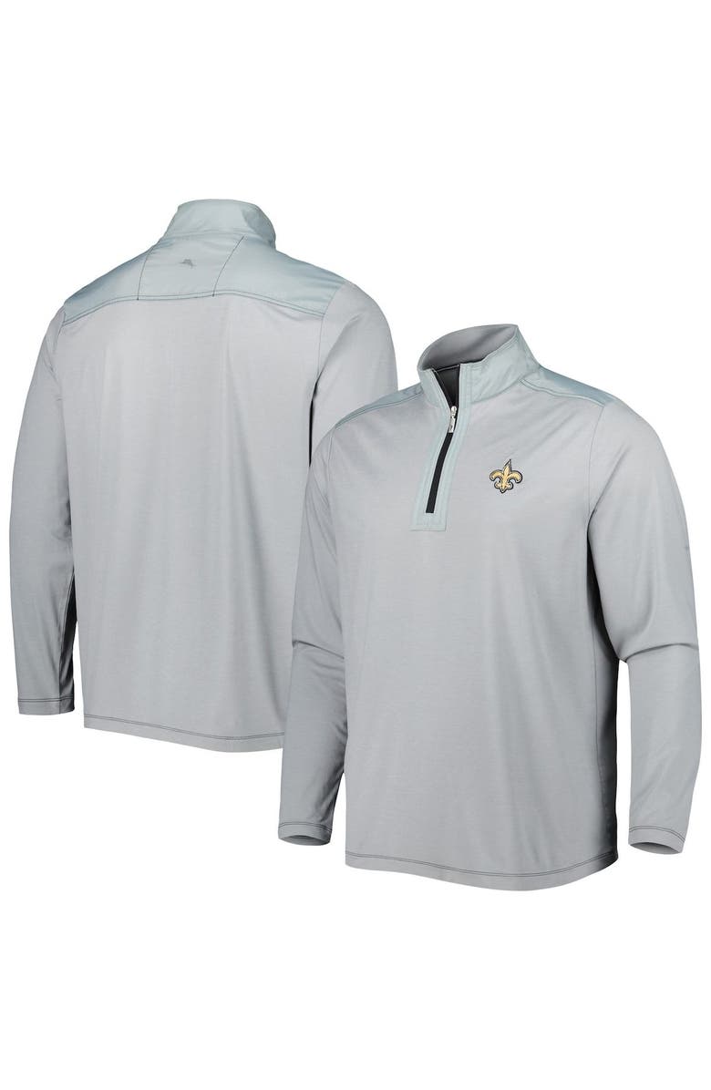Tommy Bahama Men's Tommy Bahama Gray New Orleans Saints On Deck IslandZone Half-Zip Jacket, Main, color, 