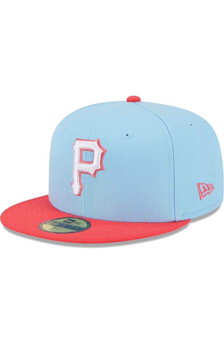 New Era Men's New Era Light Blue/Red Pittsburgh Pirates Spring Color Two-Tone 59FIFTY Fitted Hat, Alternate, color, 