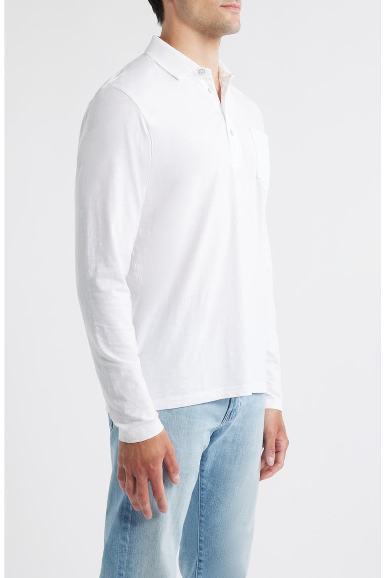 Coastal Wash Long Sleeve Pocket Polo, Alternate, color, WHITE