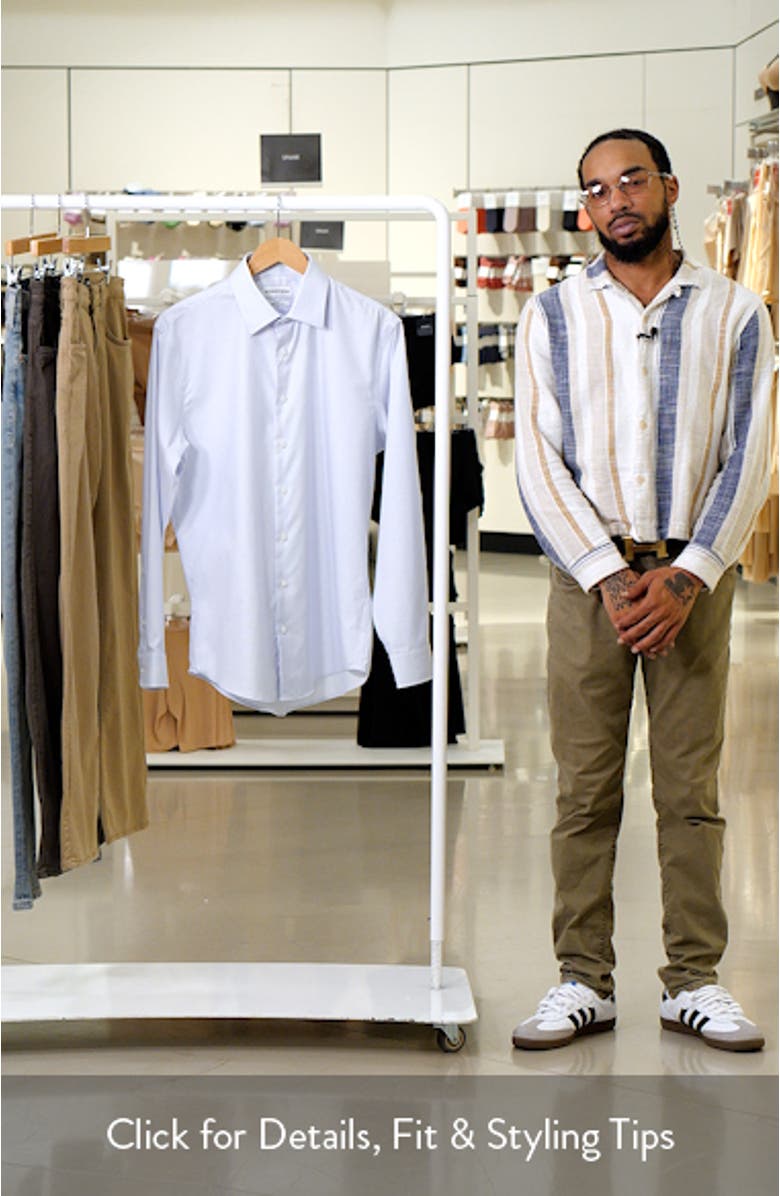 Trim Fit Premium Non-Iron Ticking Stripe Cotton Dress Shirt, sales video thumbnail