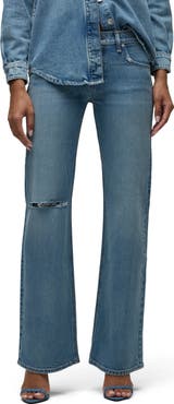 Hudson Jeans Kelli Ripped Low Rise Loose Straight Leg Jeans