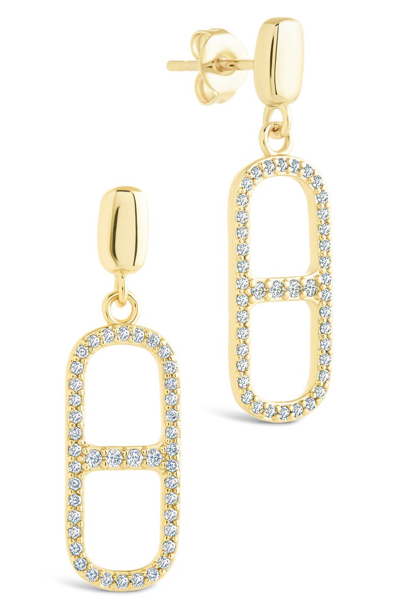 Sterling Forever Sable Cubic Zirconia Anchor Link Drop Earrings, Alternate, color, Gold