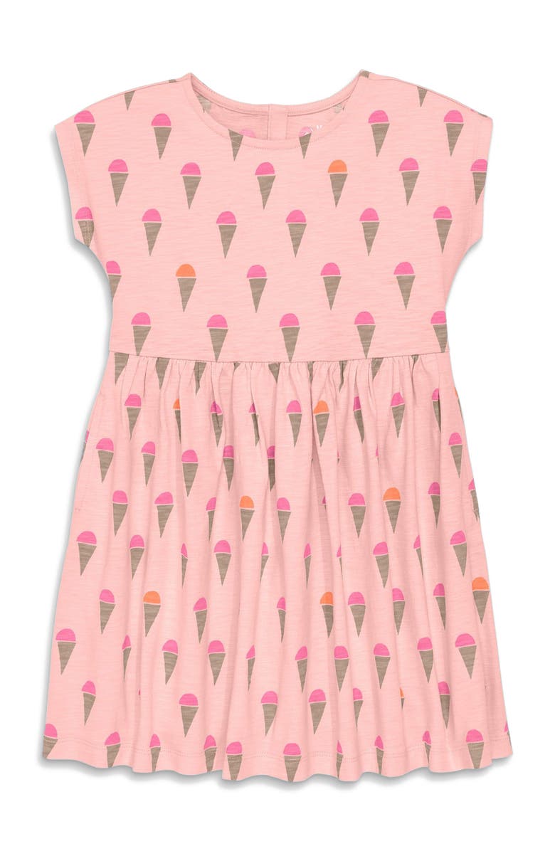 Primary Kids Backyard Dress In Ice Cream Cones, Main, color, Flamingo Ice Cream Cones