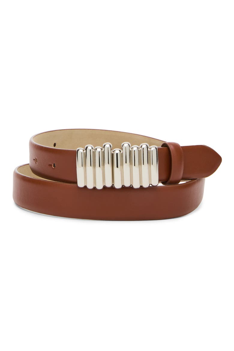 Ridged Plaque Belt, Alternate, color, CHOCOLATE