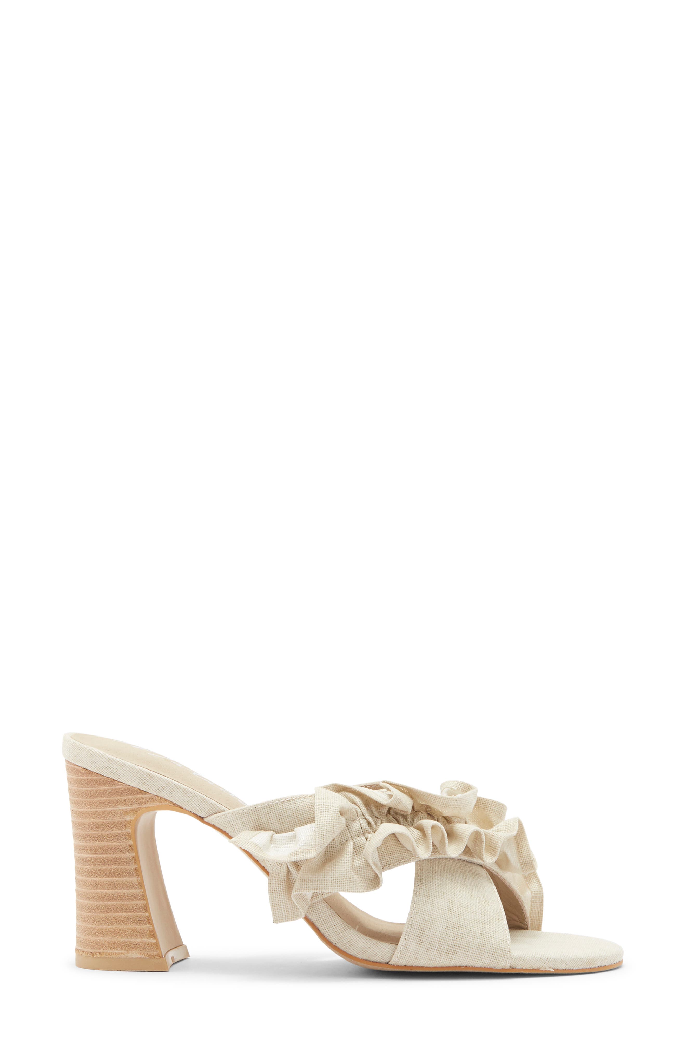 Ruffle Strap Block Heel Mule Sandal, Alternate, color, NATURAL