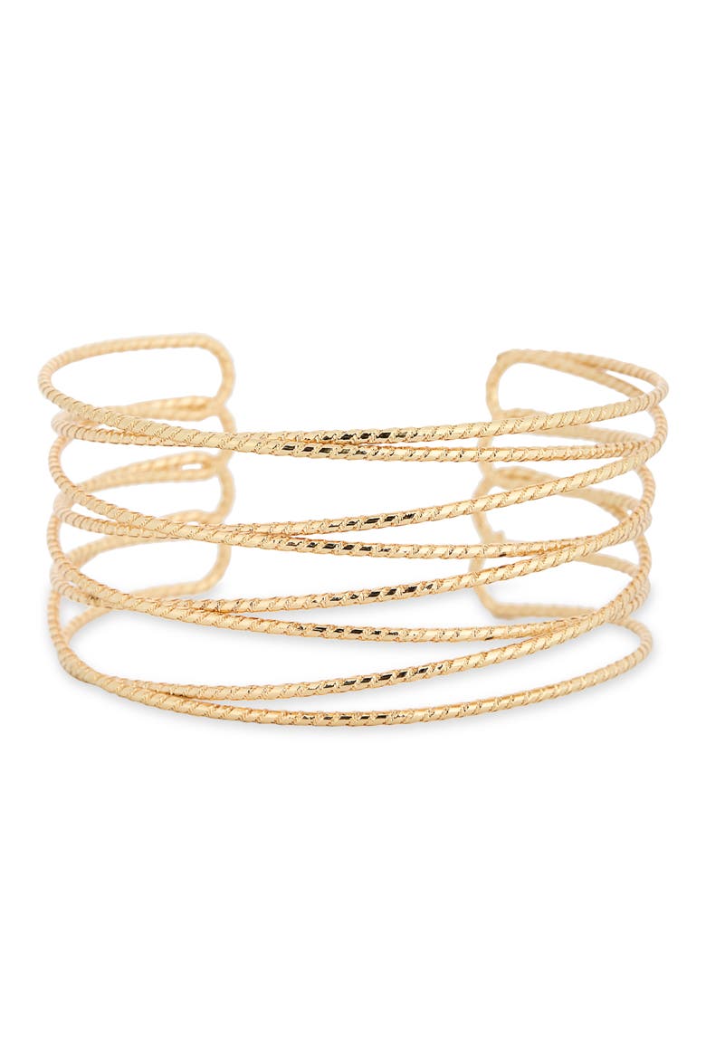 Textured Wire Cuff Bracelet, Main, color, GOLD