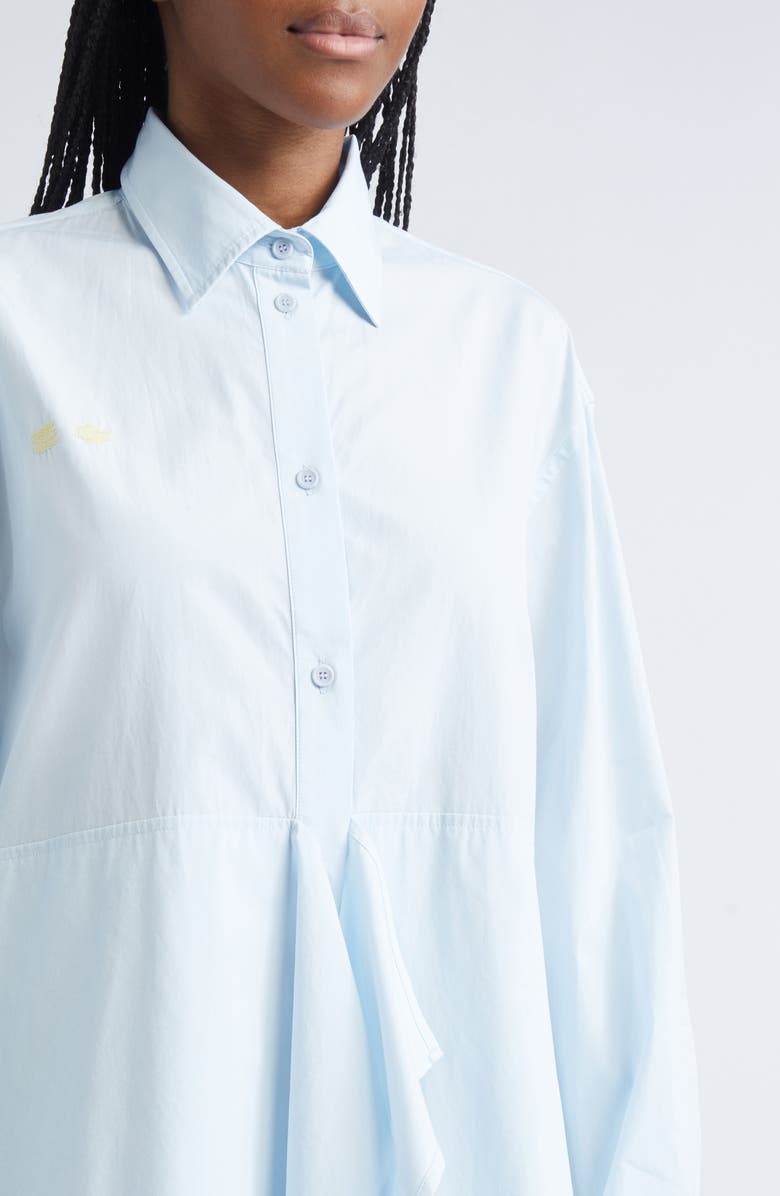 JW Anderson Crockery Embroidery Draped Peplum Shirt, Alternate, color, Pale Blue