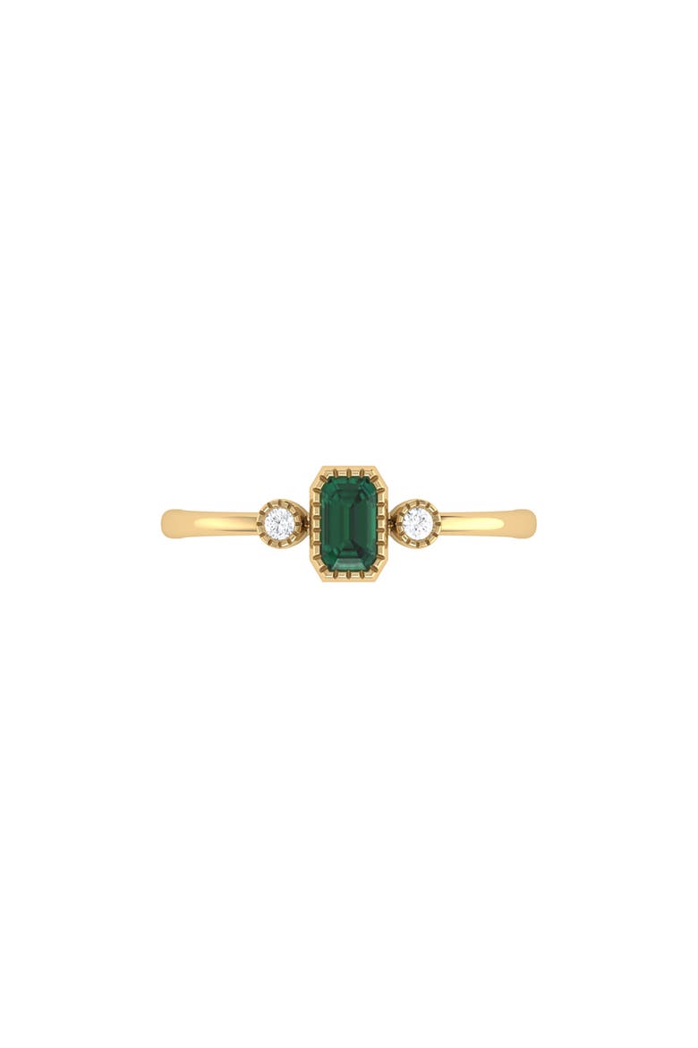 Emerald Cut Emerald & Diamond Birthstone Ring in 14K Gold, Alternate, color, Yellow Gold