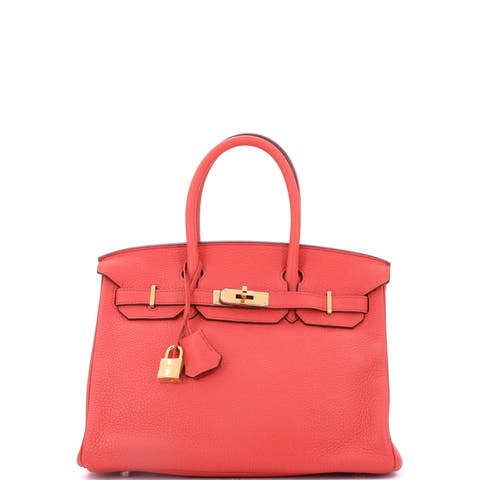 Birkin Handbag Pink Clemence with Gold Hardware 30