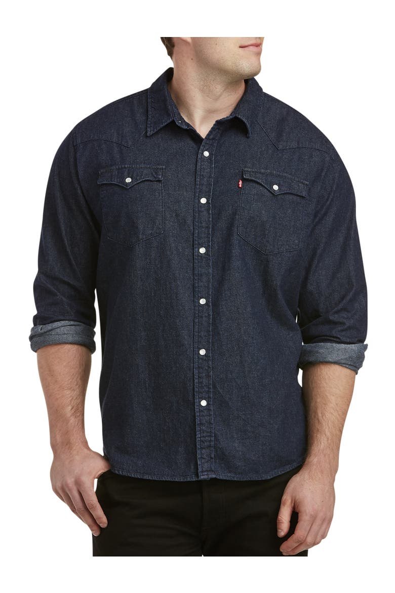 Big & Tall  Rinse Wash Denim Shirt, Main, color, RINSE