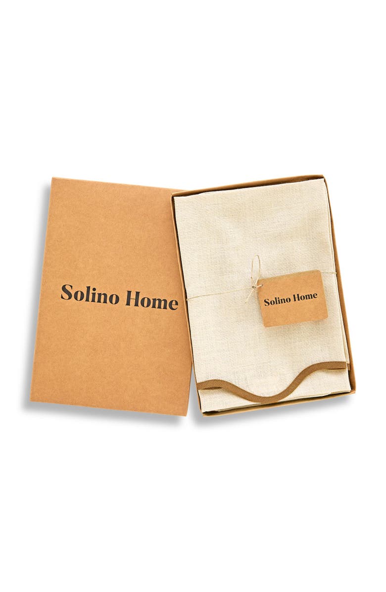 Solino Home Linen Dinner Napkins - Giselle Scallop Edge, 20" x 20" Inch, Alternate, color, Brown Sugar And Natural