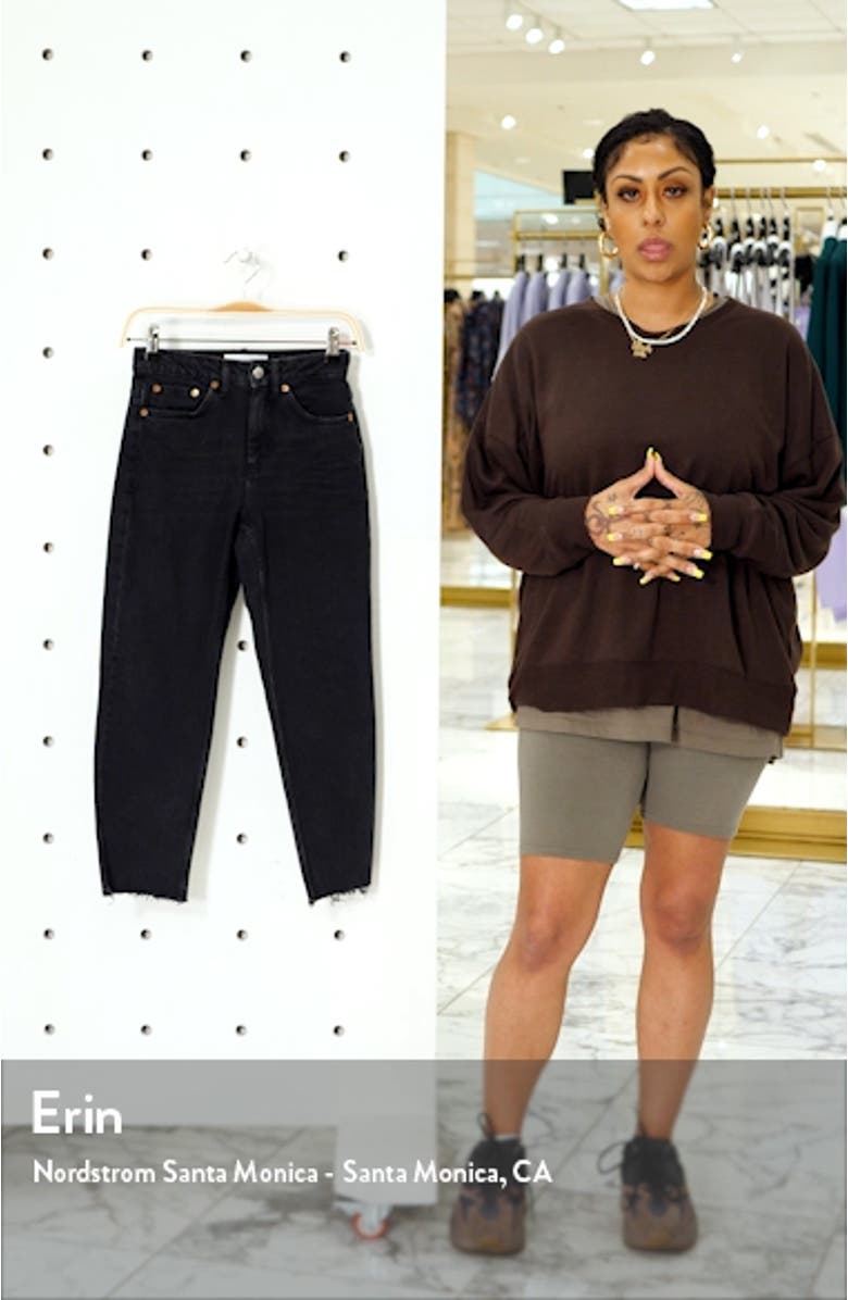 High Waist Split Hem Straight Leg Jeans, sales video thumbnail