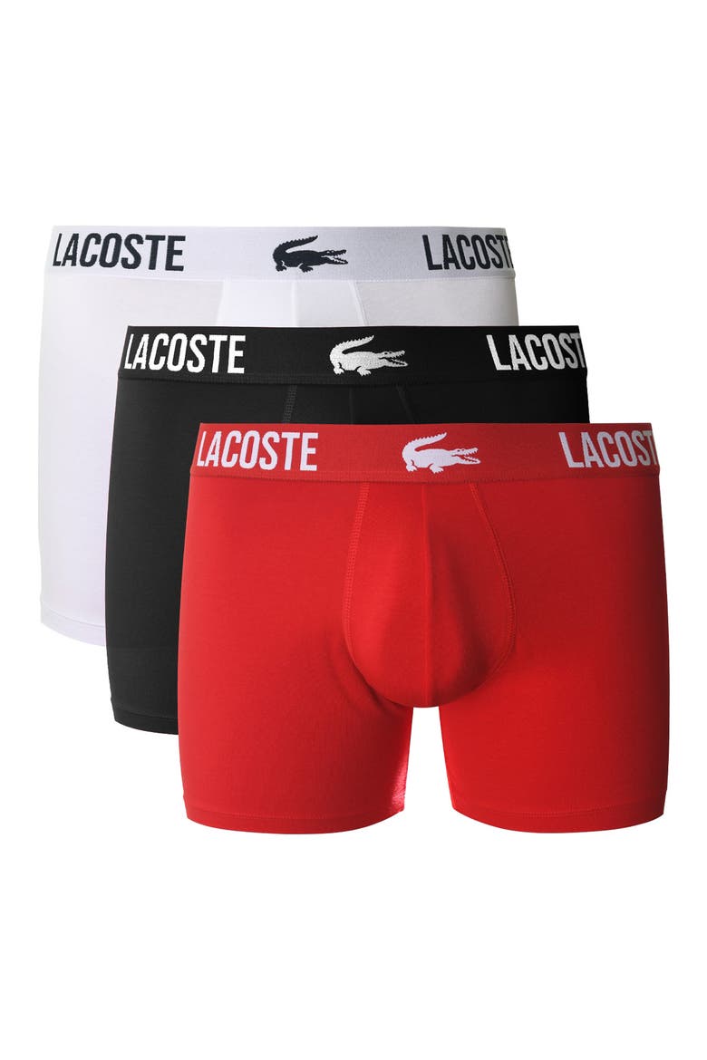 Core Essentials Assorted 3-Pack Stretch Cotton Boxer Briefs, Main, color, BLACK/ RED/ WHITE