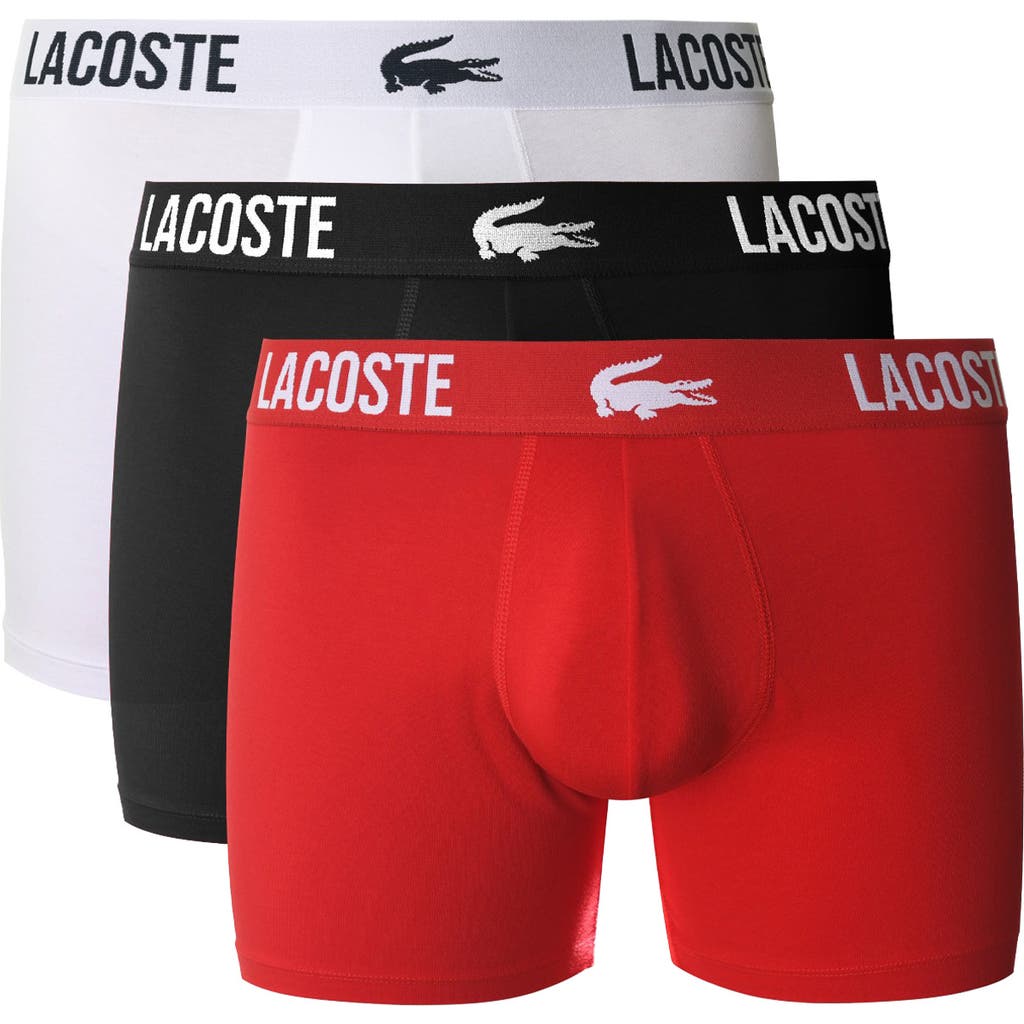 Lacoste Core Essentials Assorted 3-pack Stretch Cotton Boxer Briefs In Multi