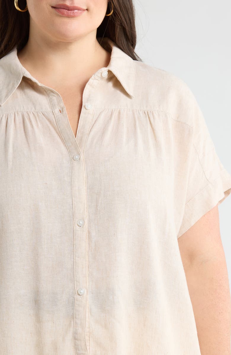 Caslon<sup>®</sup> Linen Blend Button-Up Shirt, Alternate, color, Flax
