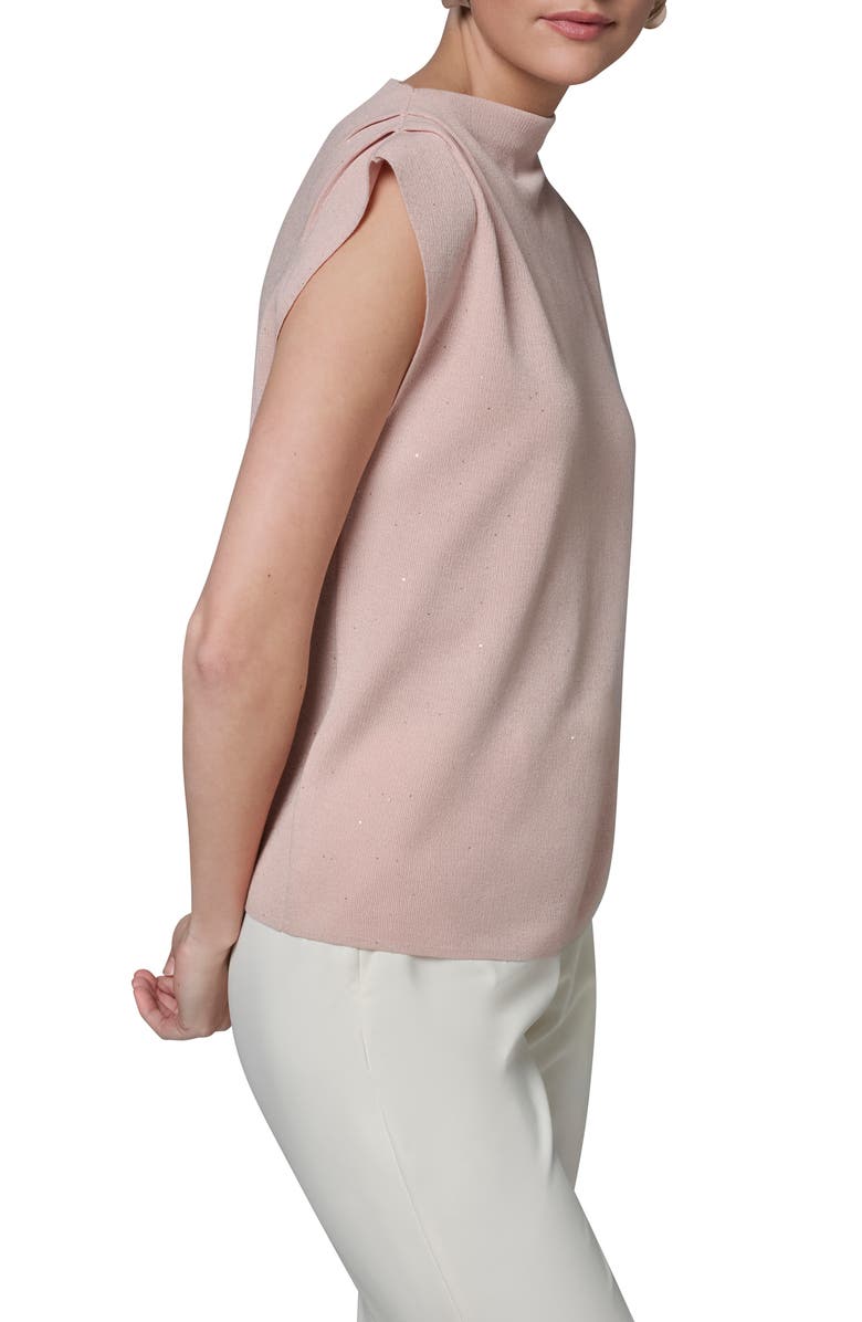 Donna Karan New York Shimmer Asymmetric Mock Neck Sweater, Alternate, color, Snow Petal