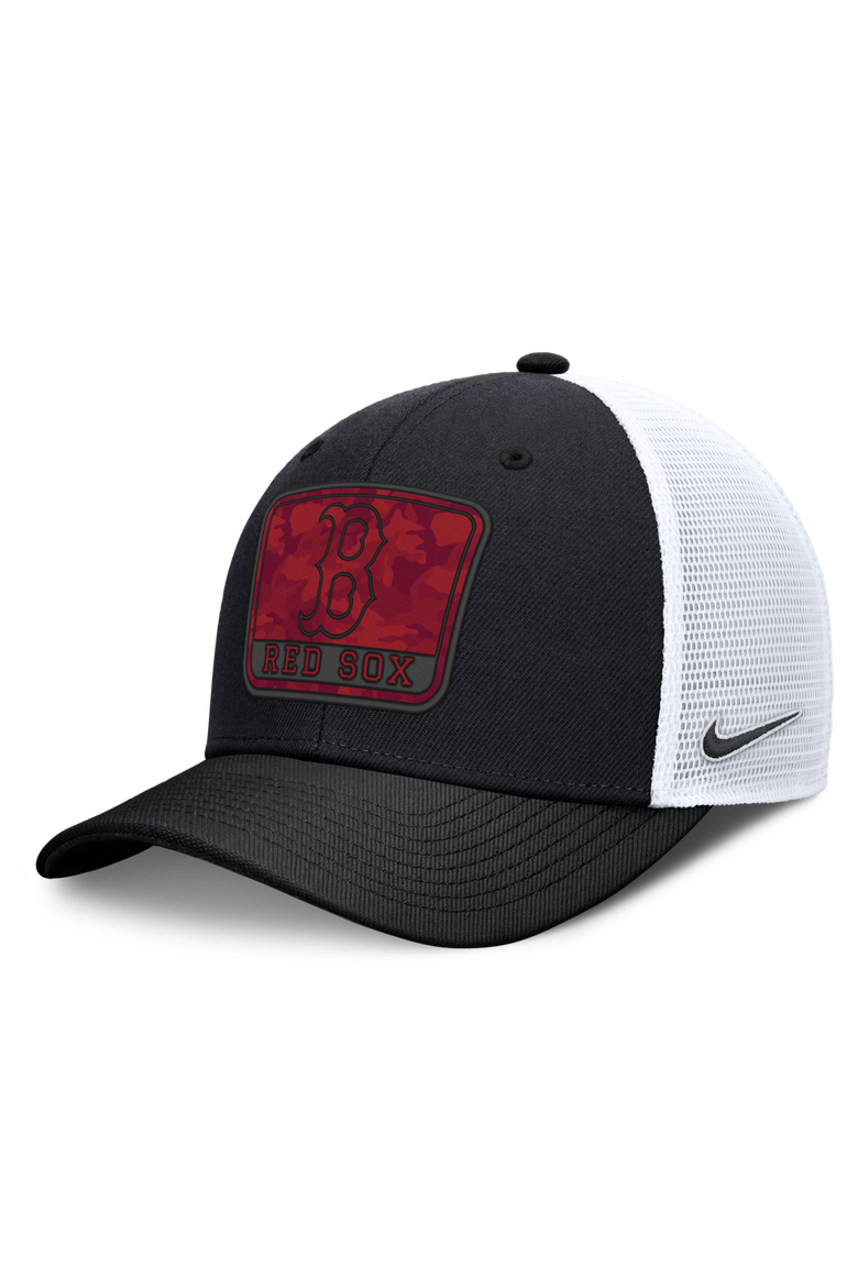 Men's Nike Black/White Boston Red Sox Camo Rise Trucker Dri-FIT Adjustable Hat, Main, color, Black