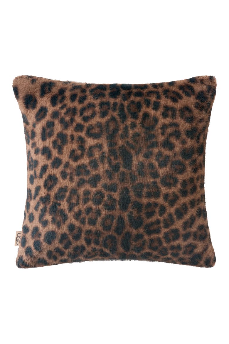 Everett Faux Fur Accent Pillow, Alternate, color, BLACK LEOPARD