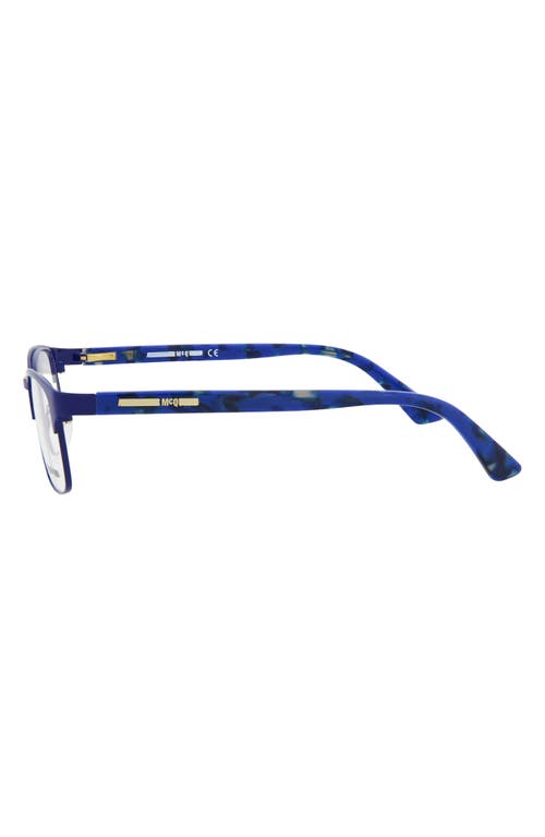 Alexander Mcqueen Mcqueen 49mm Core Rectangle Optical Glasses In Blue Blue Transparent